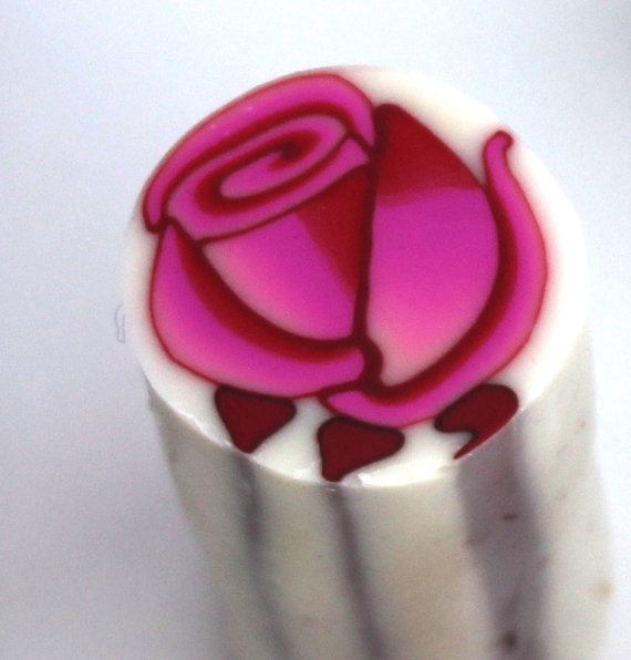 Polymer Clay cane, Flower Cane , millefiori Cane , Unbaked cane , Polymer Cane, Pink Rose bud cane