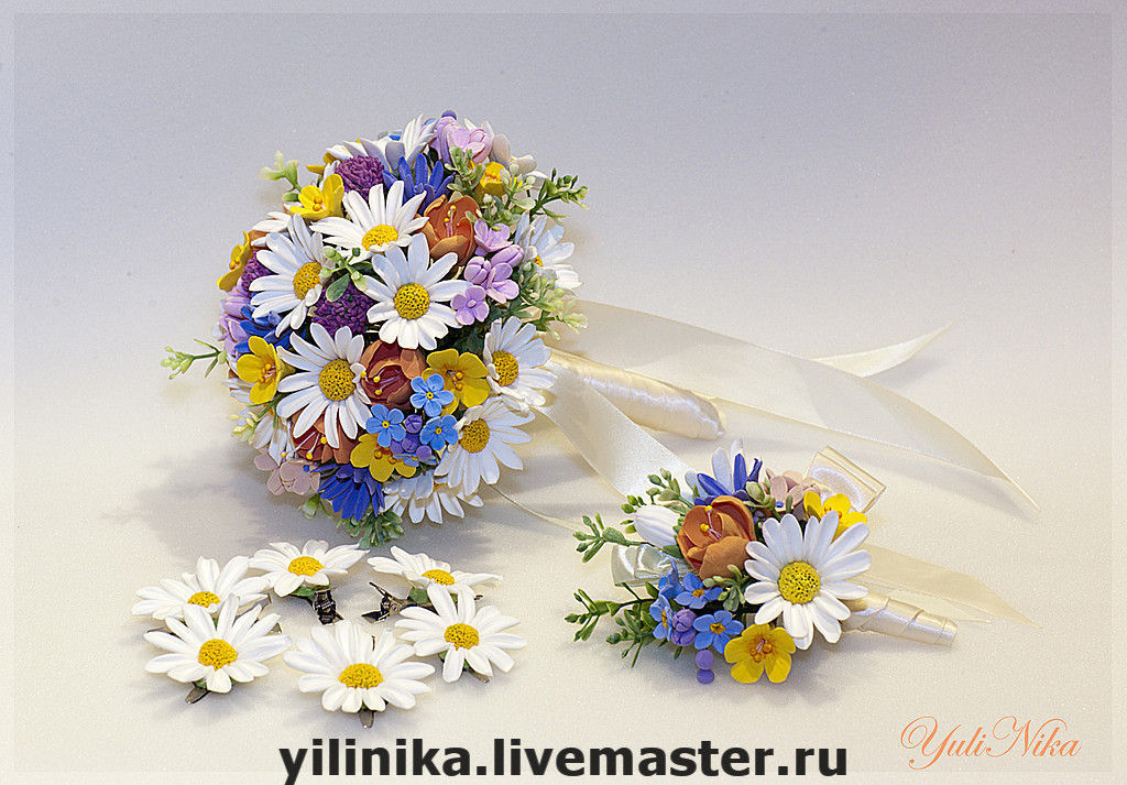 Polymer clay flower bouquets