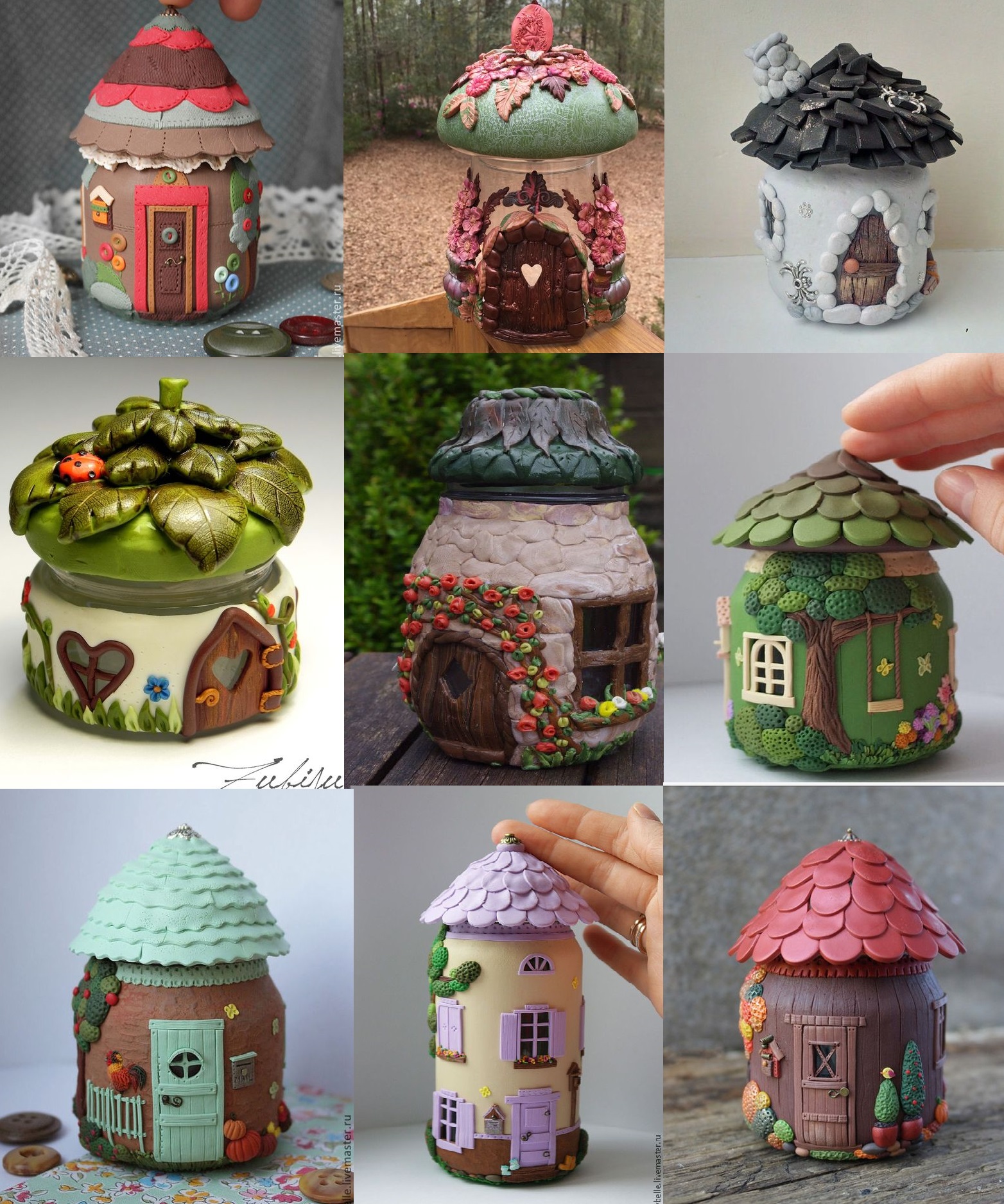 Polymer clay jar fairy house ideas