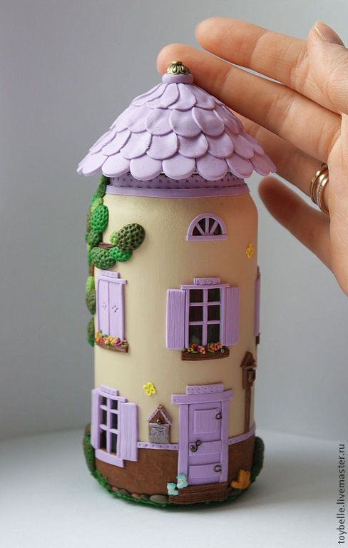 Polymer clay jar fairy house ideas