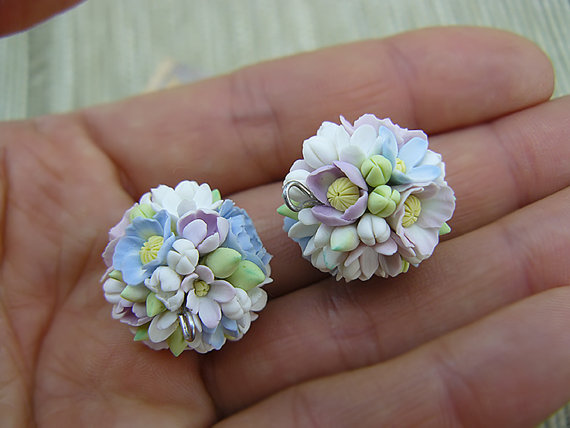 polymer clay floral ball bead multicolored