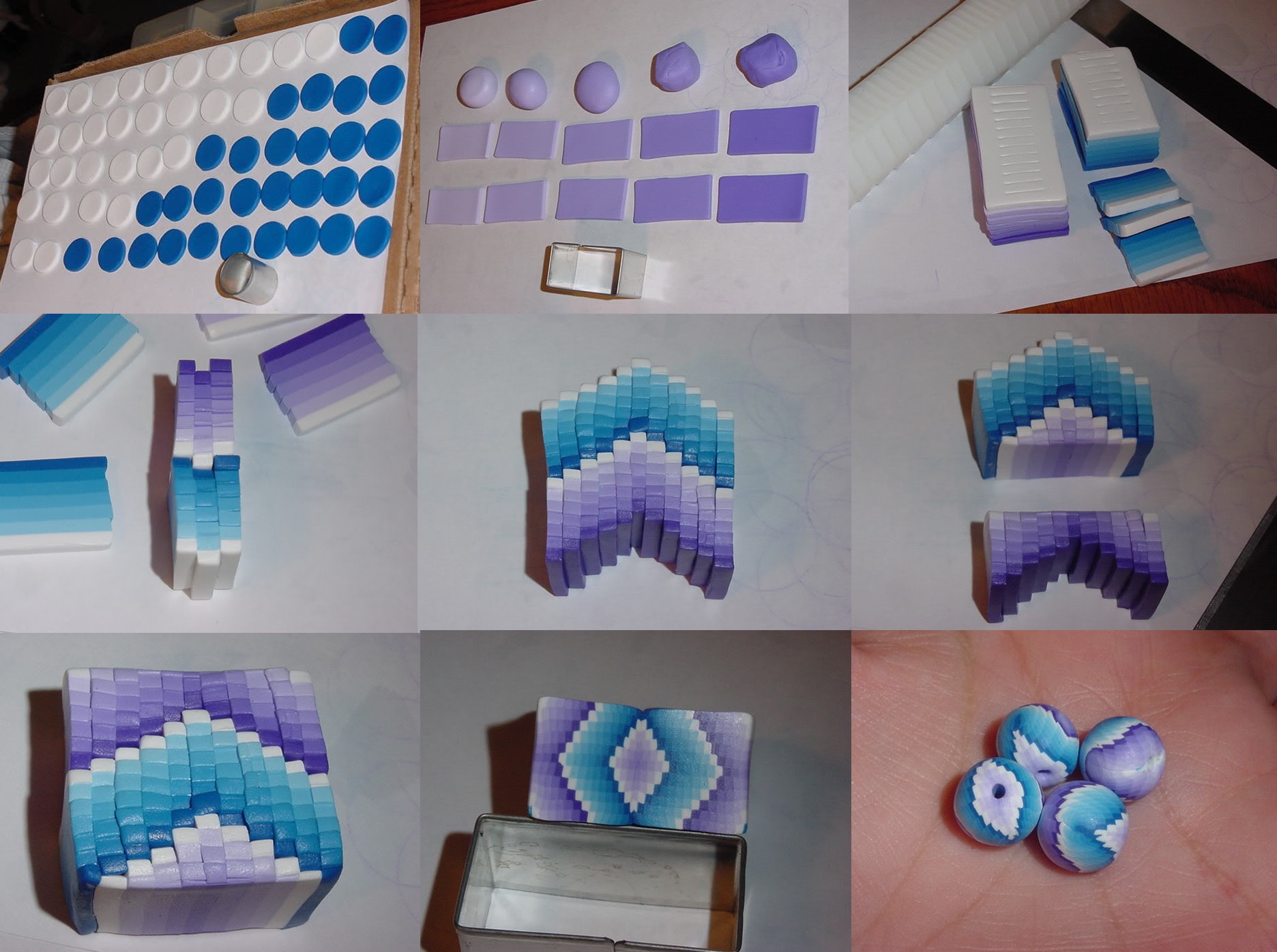 polymer clay gradient beads tutorial step by step