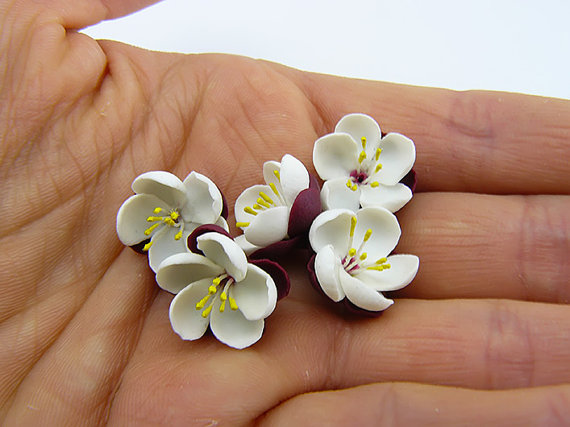 polymer clay miniature apple flowers