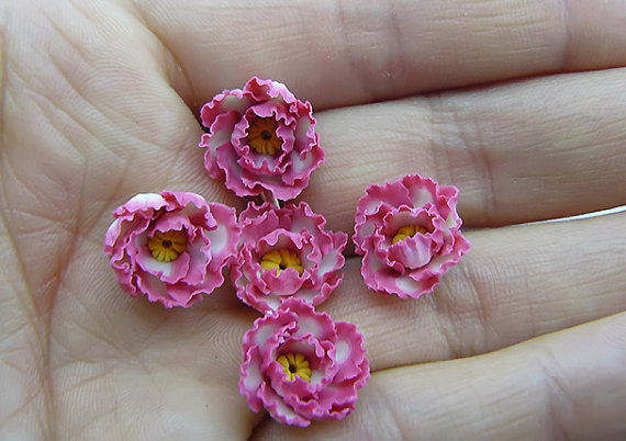 polymer clay pink peony flowers