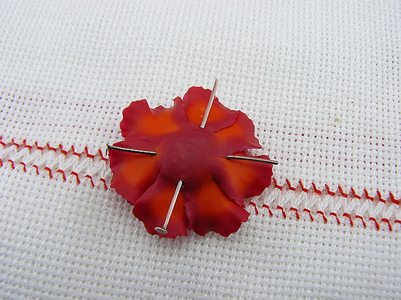 polymer clay red poppy flower 2