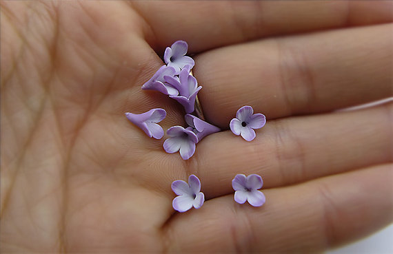 polymer clay small lilac flowers