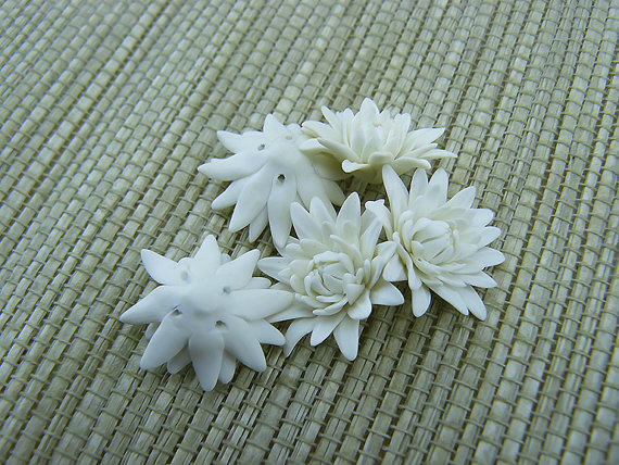 polymer clay white dahlias
