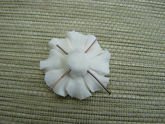polymer clay white poppy flower miniature