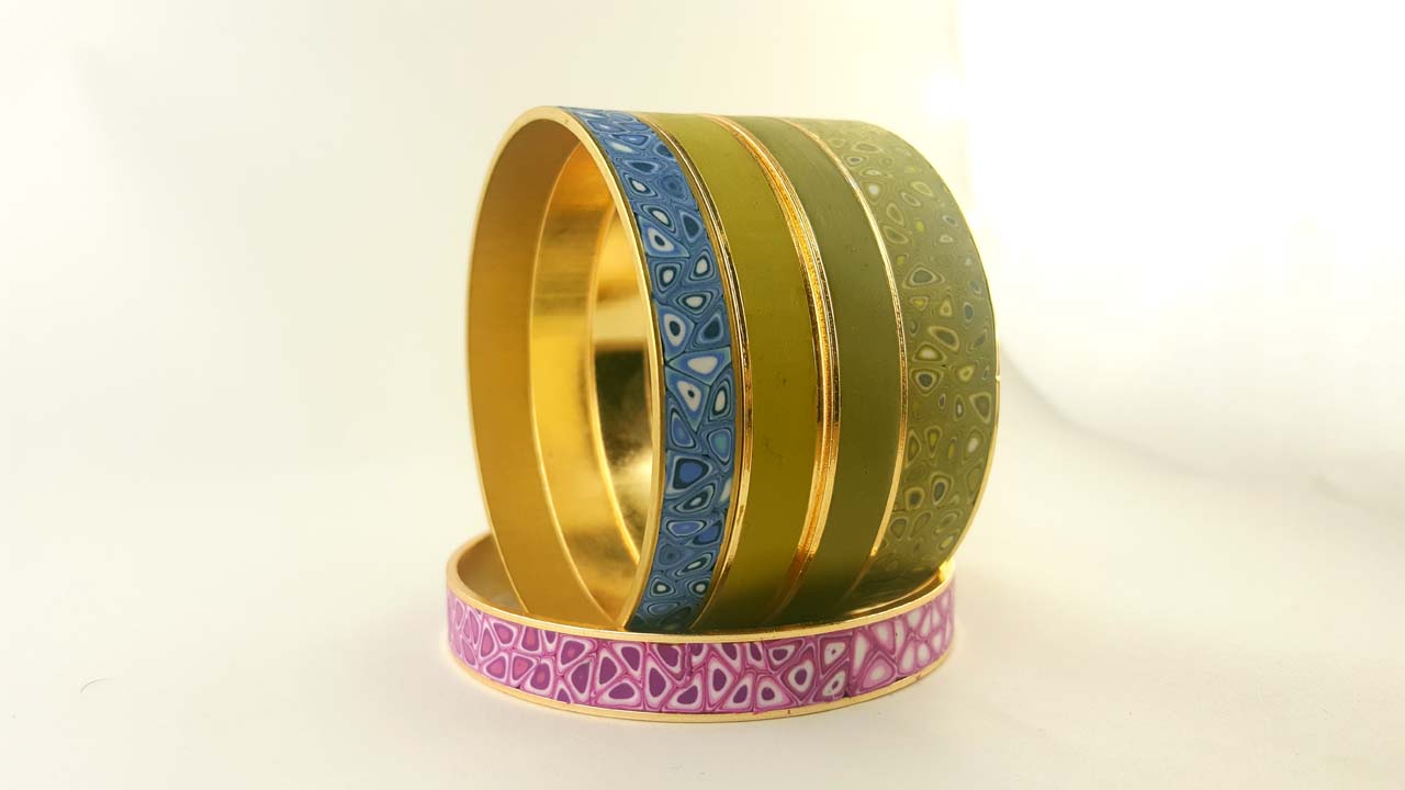 Gorgeous polymer clay canes bracelets and rings for this summer