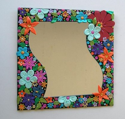 Polymer clay mirror frame decorations