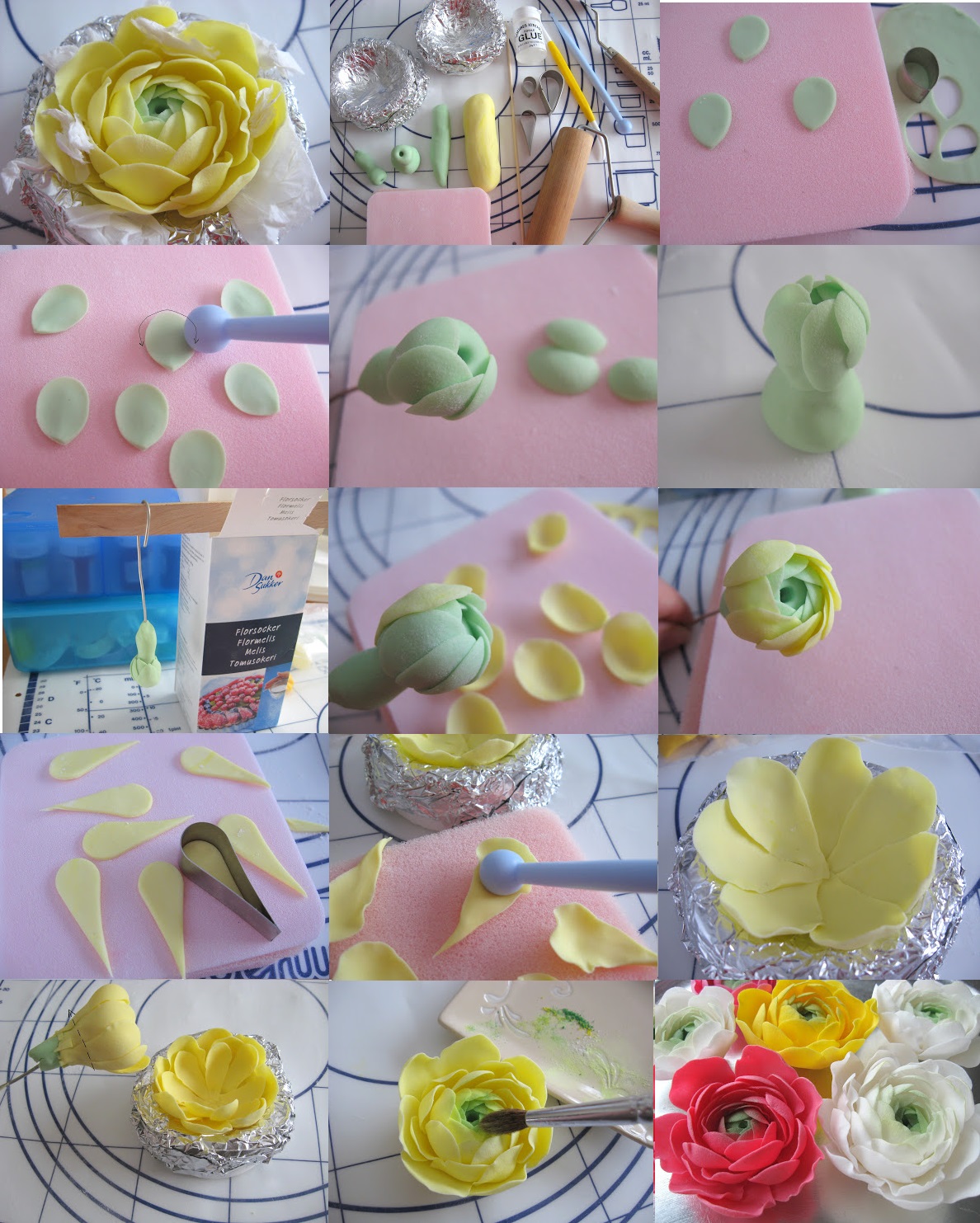 Polymer clay Ranunculus asiaticus tutorial