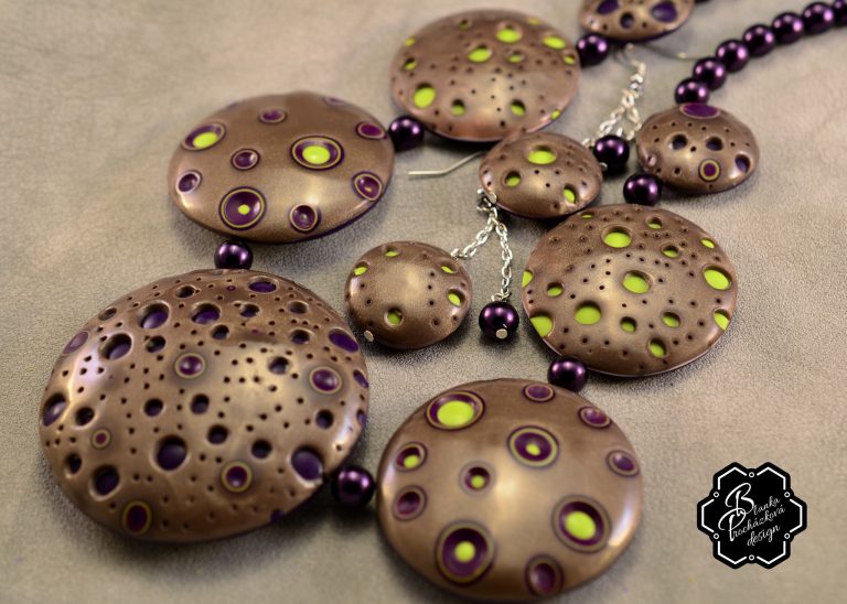 Brown polymer clay bubbles beads - beaded jewelry