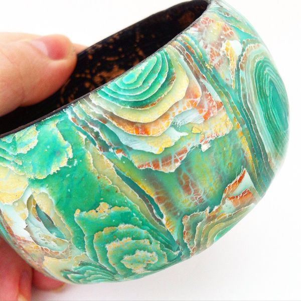 Cuff bracelet Polymer clay bracelet Unique jewelry Turquoise Mokume Gane clay gold leaf bracelet cuff Statement cuff bracelet Bangle faux stone