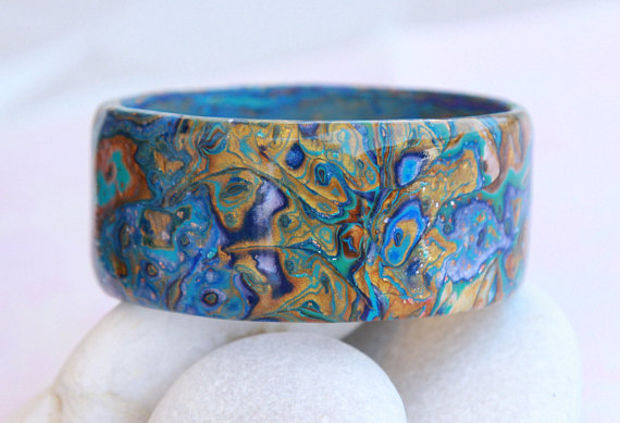 Cuff bracelet for women Polymer clay bracelet Mokume Gane clay Clay bracelet Galaxy Wide cuff bracelet Unique cuff Bangle bracelet