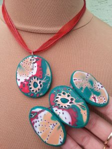 Polymer clay Mokume Gane necklace ideas