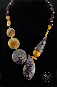 Mokume Gane Necklace - Polymer Clay Jewelry - diy fimo jewelry