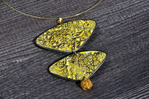 Polymer clay Mokume Gane necklace ideas