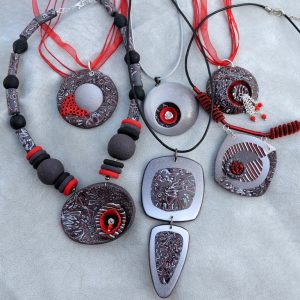 Polymer clay Mokume Gane necklace ideas