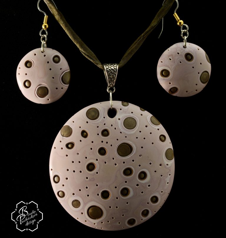 Polymer clay bubbles beads - beaded jewelry set