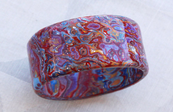 Polymer clay Mokume Gane bracelets ideas to do it yourself