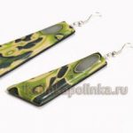 polymer clay mokume gane green earrings 