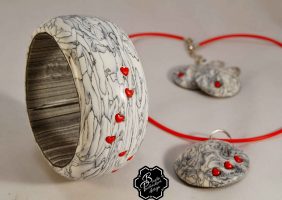 Check this Polymer clay jewelry with hearts – romantic set of handmade jewelry, you might like it!