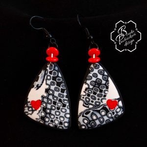 Polymer clay jewelry with hearts - romantic set of handmade jewelry