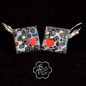 Polymer clay jewelry with hearts - romantic set of handmade jewelry