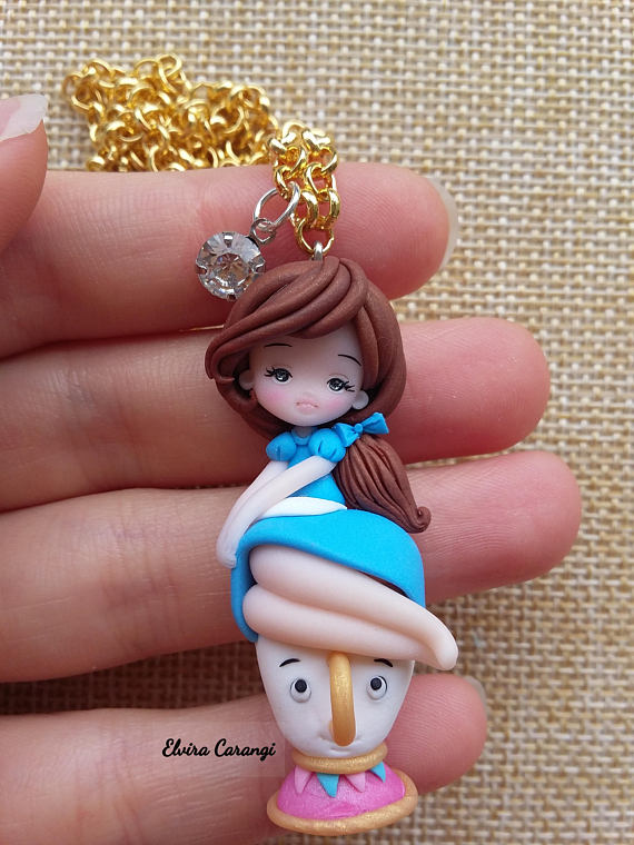 Necklace polymer clay handmade doll