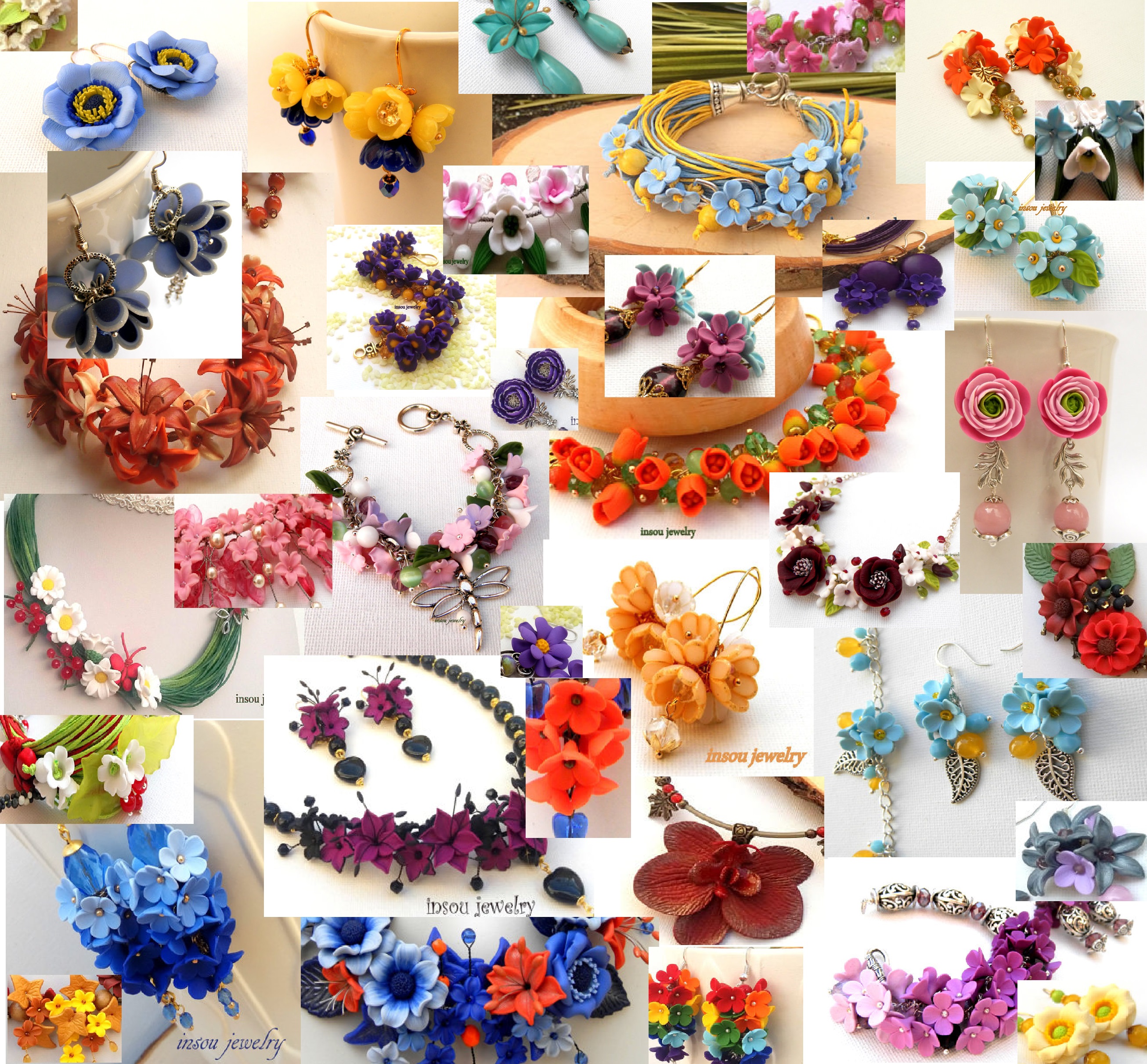 Choose an amazing handmade gift for a woman from 100 polymer clay flower jewelry