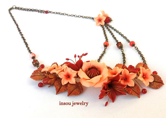 Choose an amazing handmade gift for a woman from 100 polymer clay flower jewelry