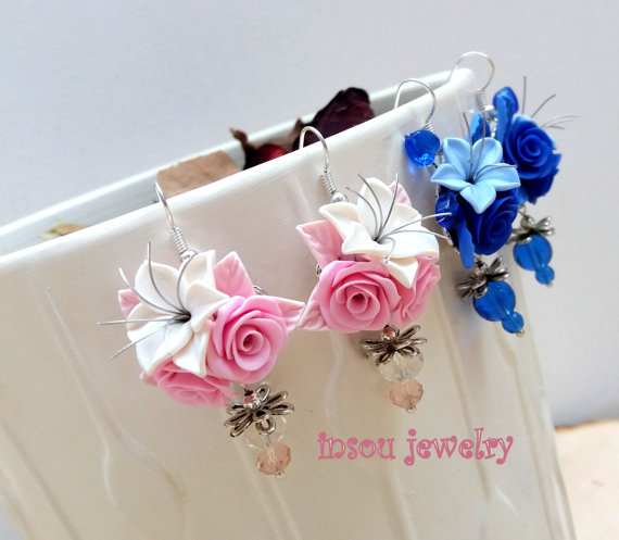 Choose an amazing handmade gift for a woman from 100 polymer clay flower jewelry