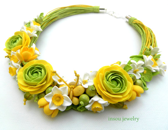 Choose an amazing handmade gift for a woman from 100 polymer clay flower jewelry