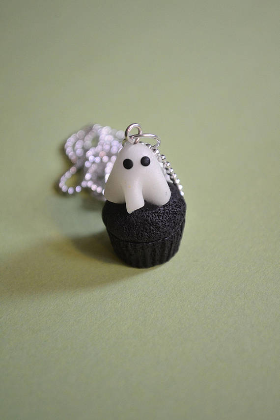 polymer clay Halloween cupcake pendants