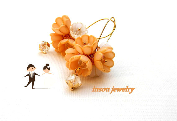 Gold Earrings, Handmade Earrings, Wedding Jewelry, Unique Jewelry, Bridal Jewellery, Earrings For Women, Wedding Earrings, Fashion Earrings, polymer clay, fimo