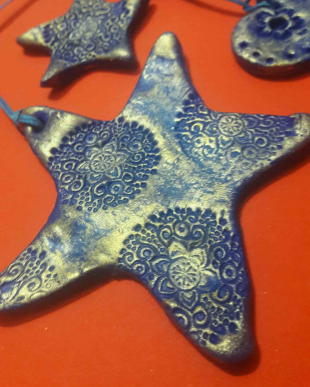 polymer clay stars Christmas tree ornaments - handmade - diy - fimo star