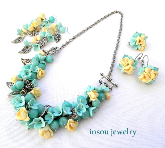 Choose an amazing handmade gift for a woman from 100 polymer clay flower jewelry