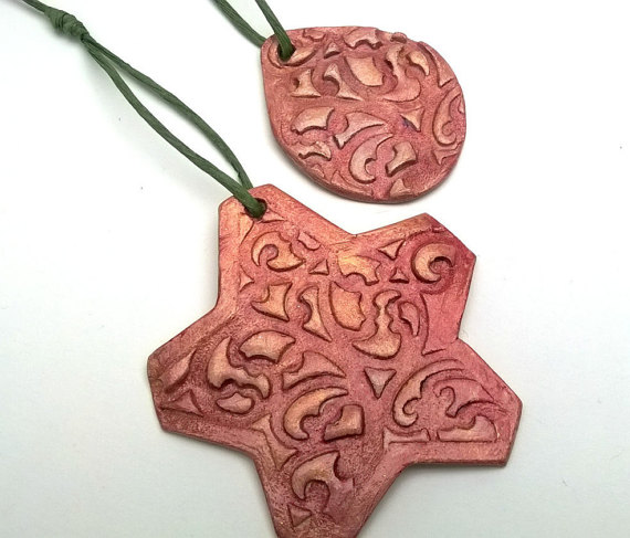 polymer clay stars Christmas tree ornaments - handmade - diy - fimo star