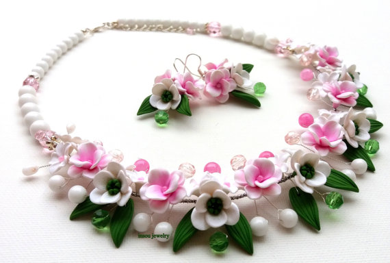 Choose an amazing handmade gift for a woman from 100 polymer clay flower jewelry