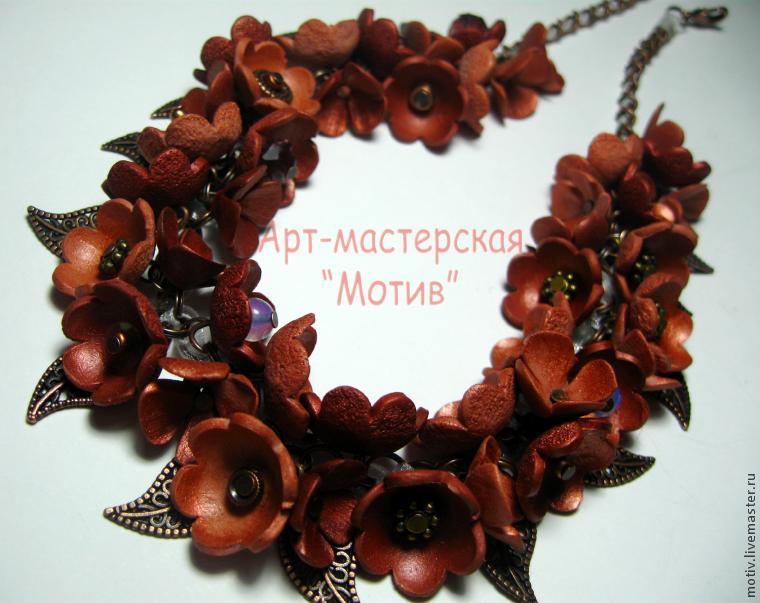 Polymer clay autumn flower necklace - DIY step by step tutorial