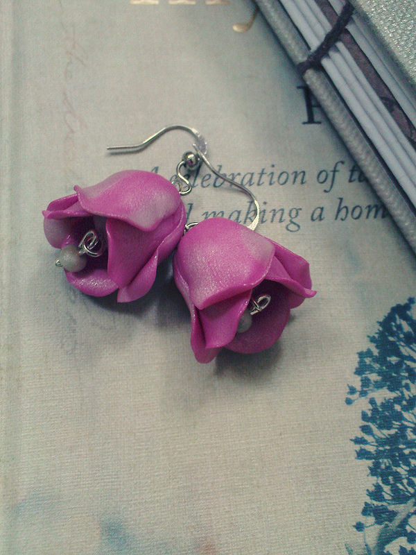 Polymer clay beautiful bell flower earrings