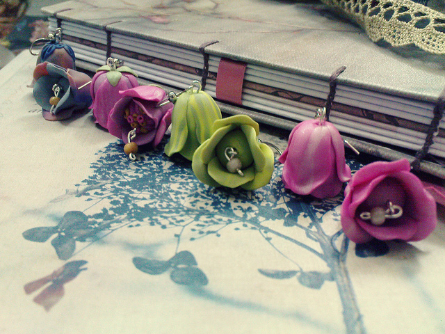 Polymer clay beautiful bell flower earrings