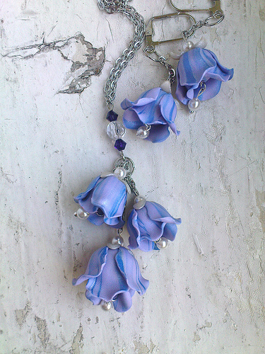 Polymer clay beautiful bell flower earrings