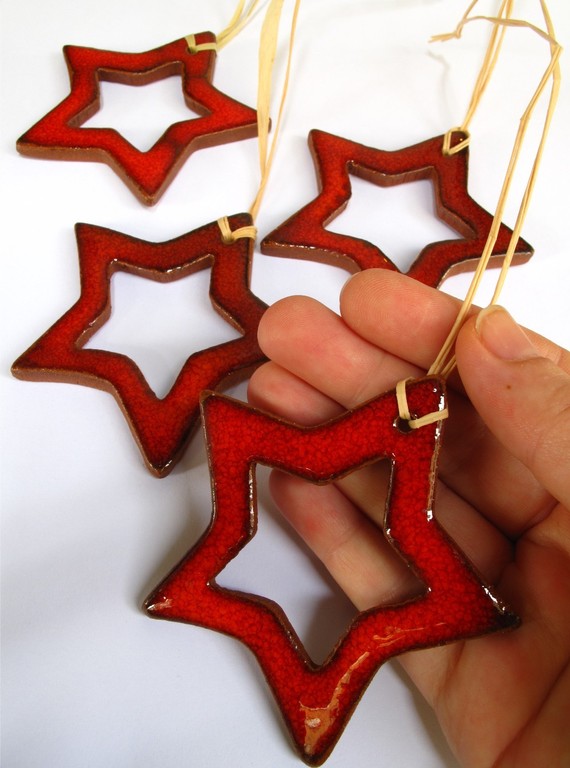 Polymer clay stars - Christmas tree ornaments