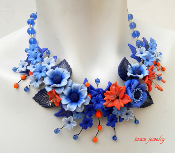 Choose an amazing handmade gift for a woman from 100 polymer clay flower jewelry