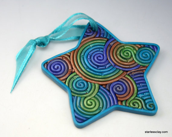 Polymer clay stars - Christmas tree ornaments