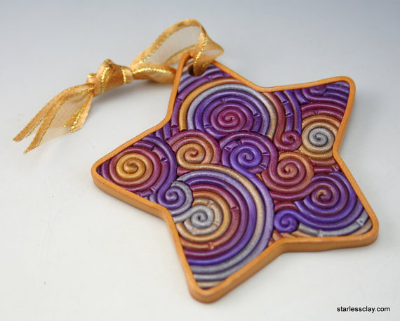 Polymer clay stars - Christmas tree ornaments