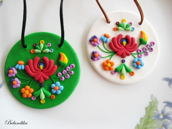 Polymer clay folk jewelry that match perfectly to your traditional costume