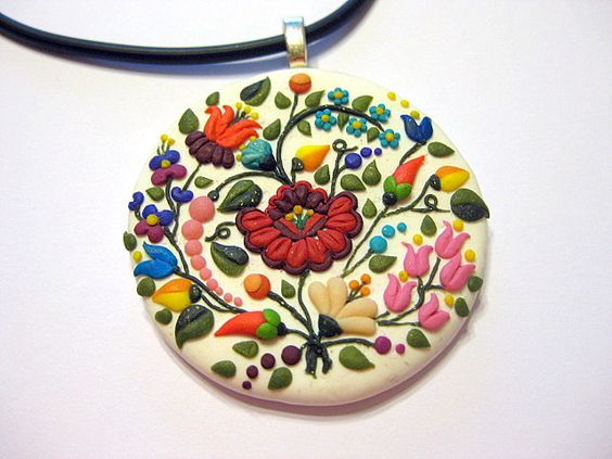 Polymer clay folk jewelry that match perfectly to your traditional costume