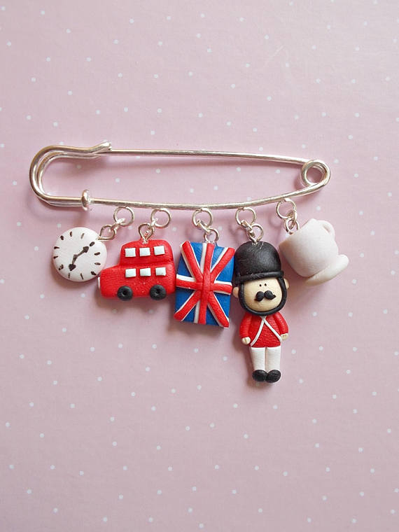 British Jewellery , English Teacher gift, British lover brooch, Cute charms pin, Handmade London Pin, UK Lover Jewellery Gift Christmas Gift